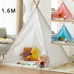 1.6M Przenośne namioty dla dzieci Tipi Play House Kids Cotton Canvas Indian Play Tent Wigwam Child Beach Teepee Party Room Decor