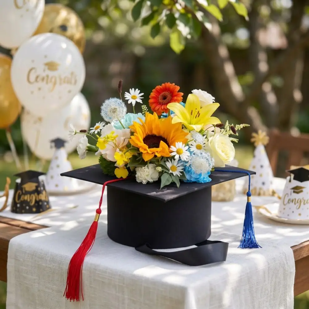 Cap Shaped Graduation Cap Floral Arrangement Base Floral Base Bouquet Holder DIY Bouquet Flower Holder Flower Arranging Frame