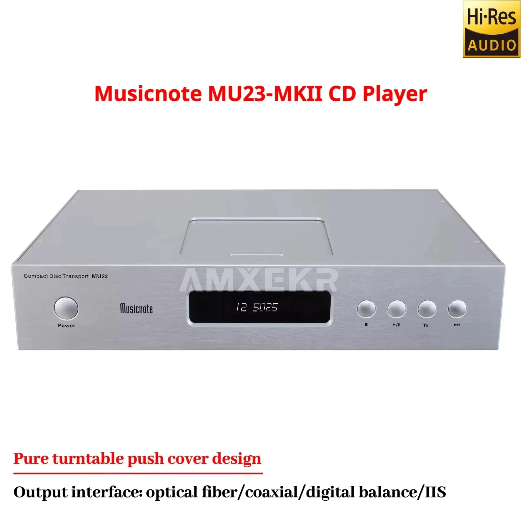 

Musicnote MU23-MKII High-end HiFi Fever CD Player, Pure Turntable Push Cover Design, IIS Output Interface, Remote Control