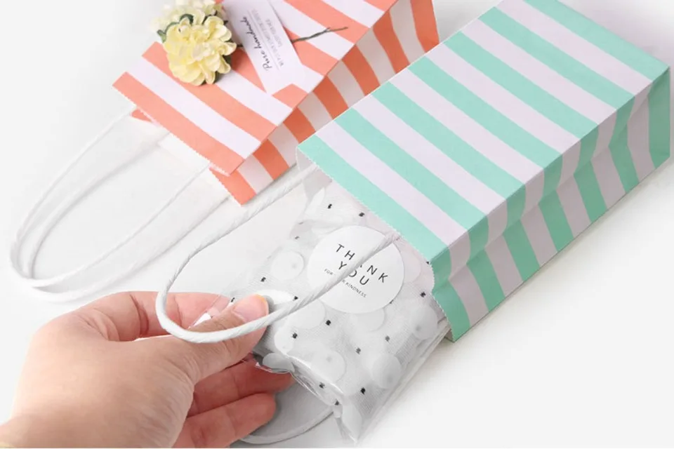 10/30/50 Stück Streifen/Punkte Hochzeitsgeschenke und Geschenke für Gäste Babyparty Geburtstag Party Dekorationen Kinder Papier Geschenktüten – Detail 13