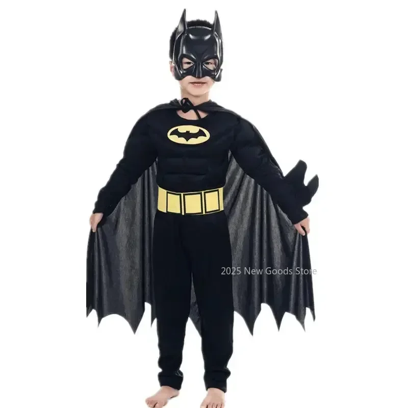 

Boys Muscle Costumes with Mask Cloak Movie Character Superhero Cosplay Halloween Party Role Play