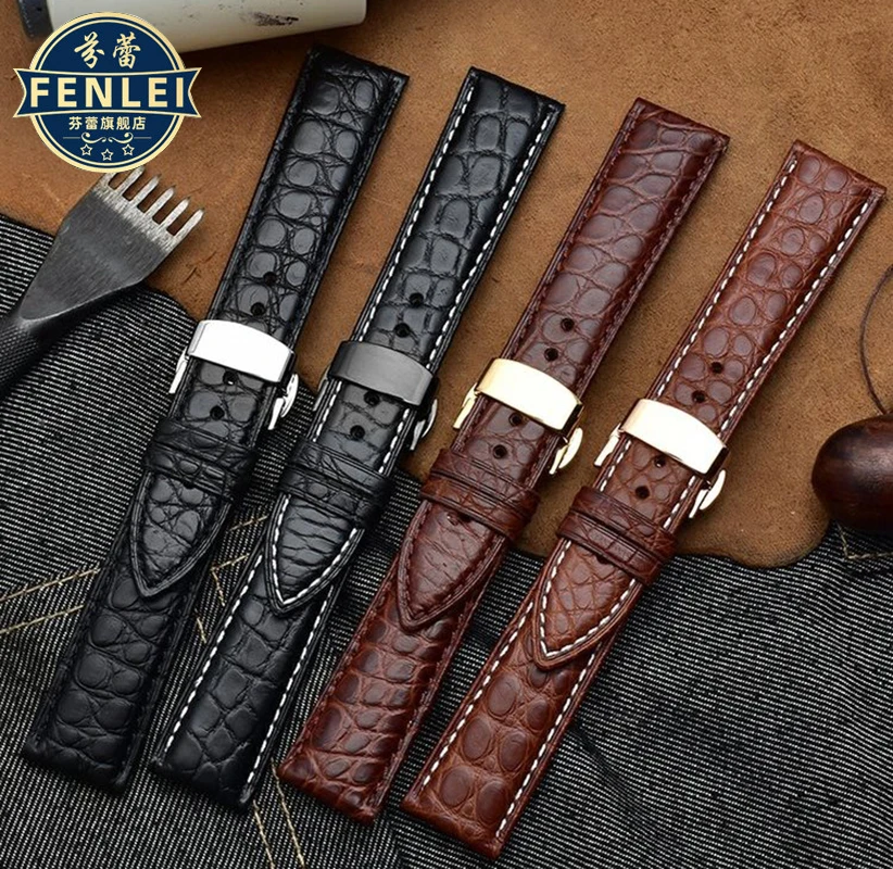 For Longines Omega Rossini Citizen Tissot  Watch strap Crocodile leather Men Women butterfly Clasp watchband 14 16 18mm 19 20mm