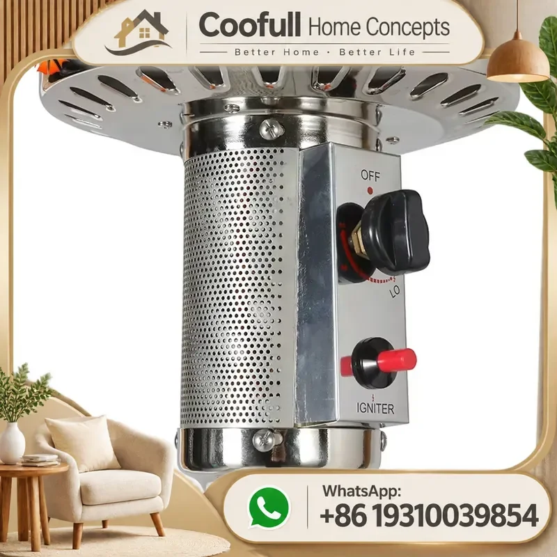 Outdoor Gas Patio Heater Metal Piezo Ignition Waterproof Cover Wheels ETL Certified For Garden Terrace Winter Warmth