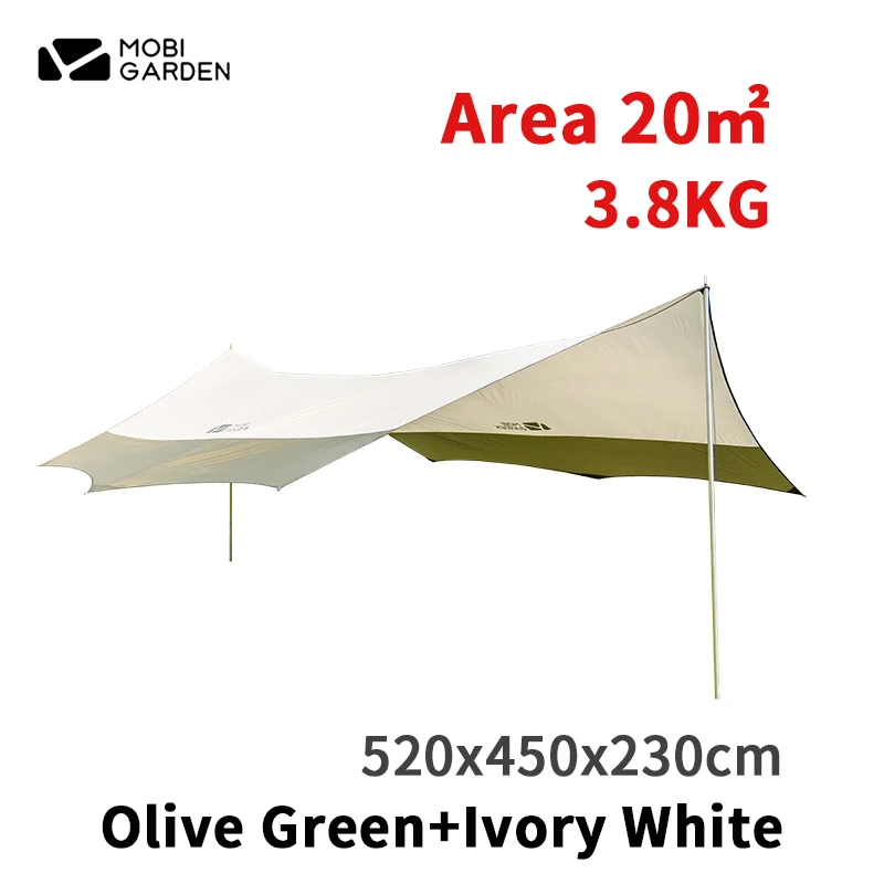 MOBI GARDEN JunTing Outdoor Rhombus Sun Shelter Tent 210T Polyester 20㎡Large Area 19mm Thick Iron Rod Camping Portable Sunshade