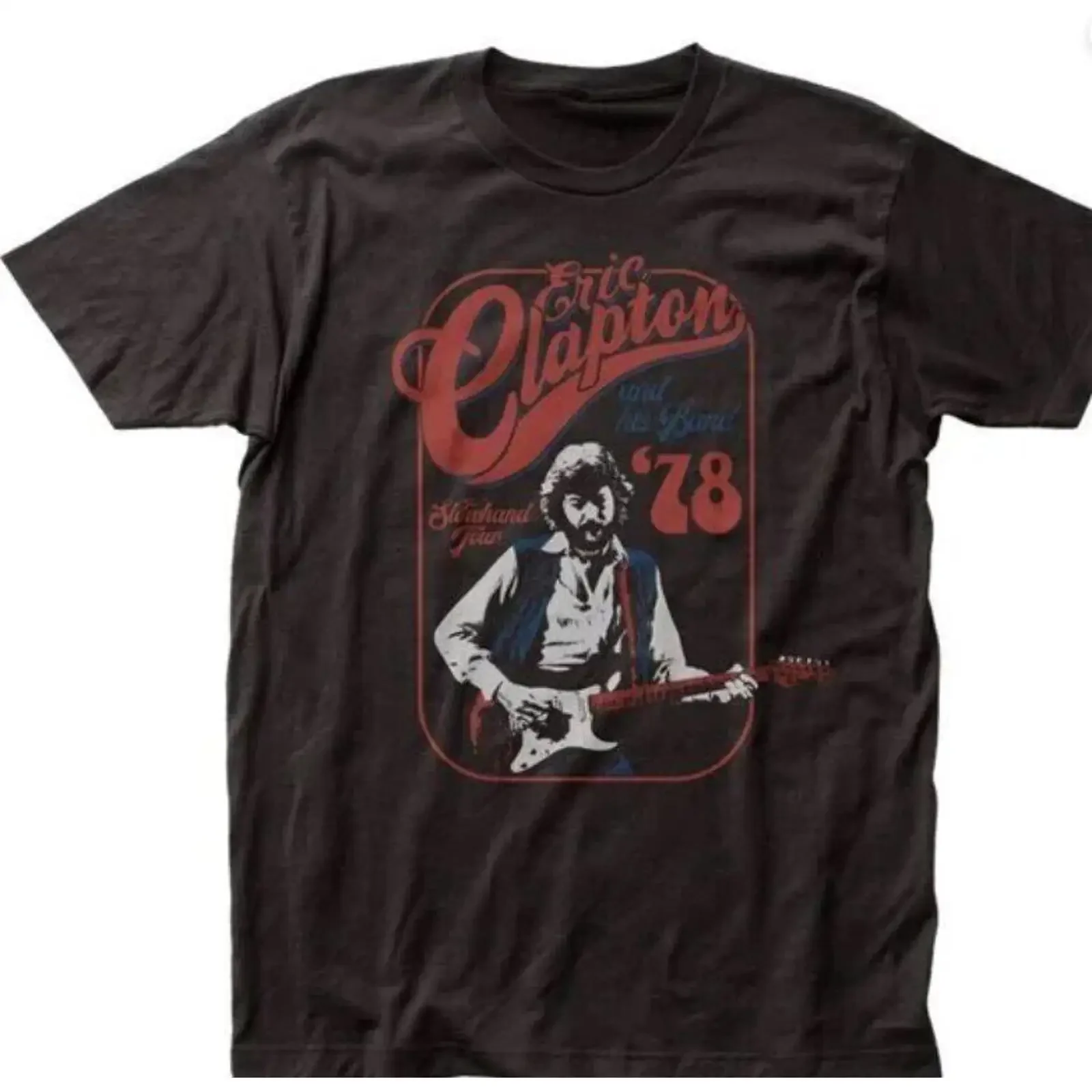 Eric Clapton Slowhand Tour T Shirt Black A2596 vintage Washed Comfortable designer clothes Versatile Casual fashion streetwear