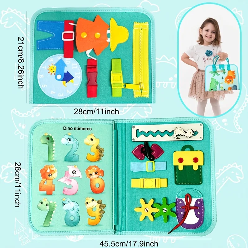 لوحة أنشطة حسية باللون الأخضر مكونة من صفحتين، لعبة كتاب هادئة، لعبة نصائح تعلم الحياة، تمييز شكل اللون