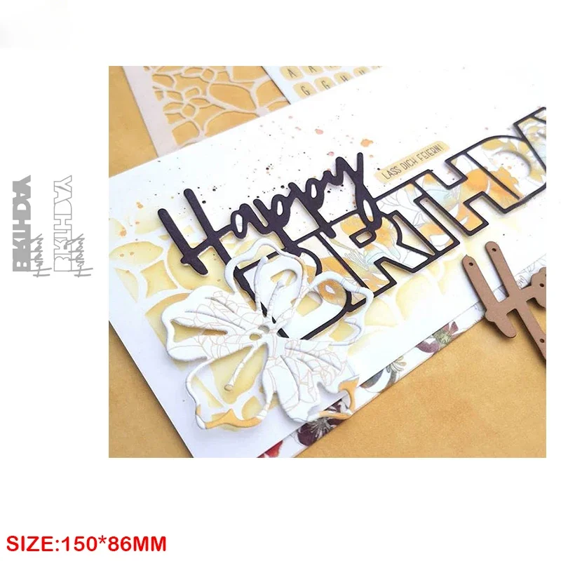 2025 New Arrival Happy Birthday Phrase Letter Metal Cutting Dies for DIY Scrapbooking Card Making Stencils Photo Albums