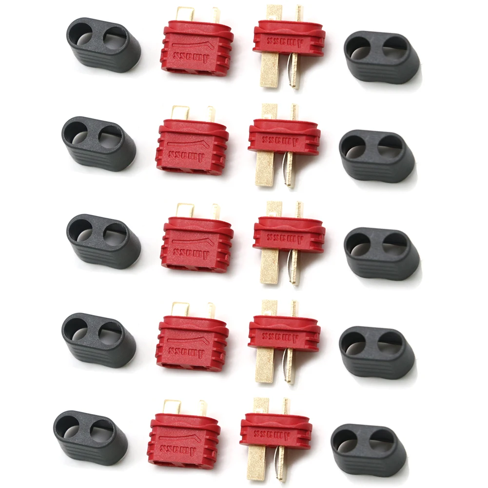 50pair Amass T Plug Deans Female Male Connectors 2 Pin Brass Bullet with Sheath Cover T-Plug For Lipo Batteries RC Model Parts - Image 2