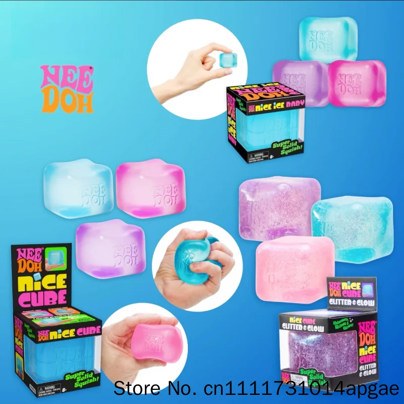 

new Needoh Authentic Gummy Bear Squishy Boxed Glitter Maltose Stress Relief Toy Soft Stretchy Flexible Sensory Vibrant Colors