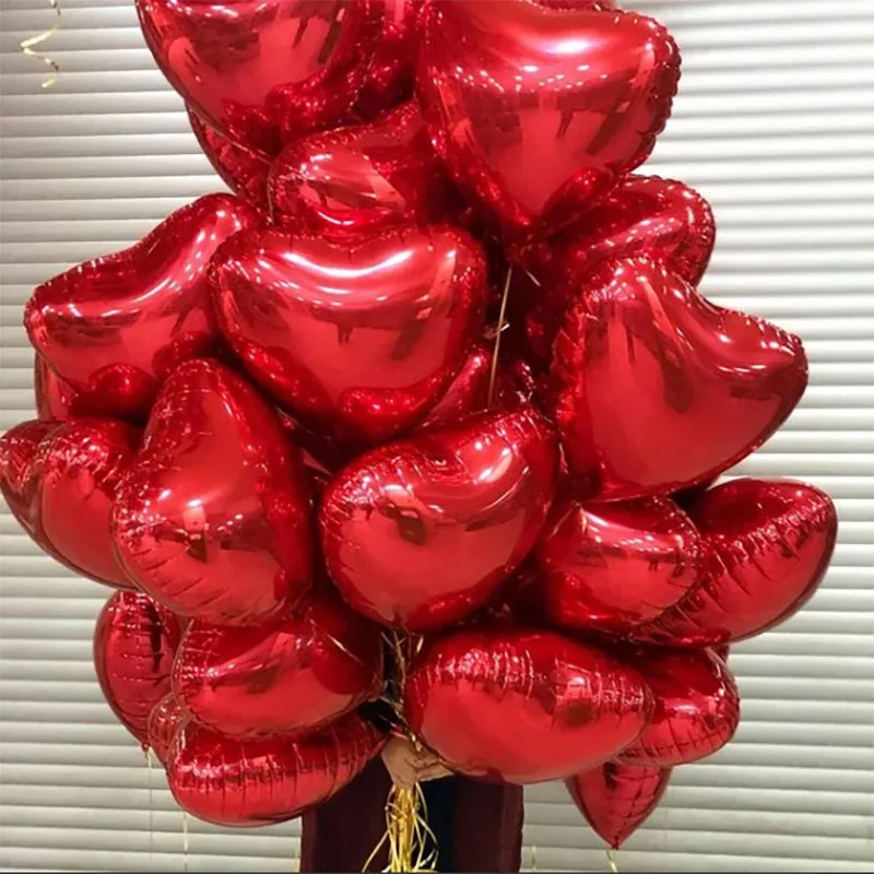 10pcs 18 Inch Rose Gold Red Foil Heart Balloons Marriage Helium Inflatable Balloon Metallic Wedding Birthday Party Decor Gifts