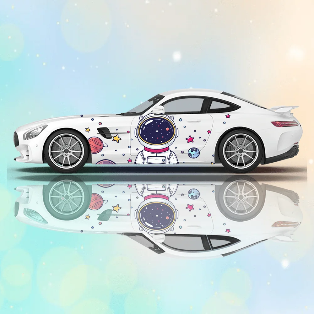 Planetary Astronaut Car Vinyl Wraps Decal Self-adhesive PVC Sticker Suitable for Trucks SUV Decoration Auto Accessories Gift