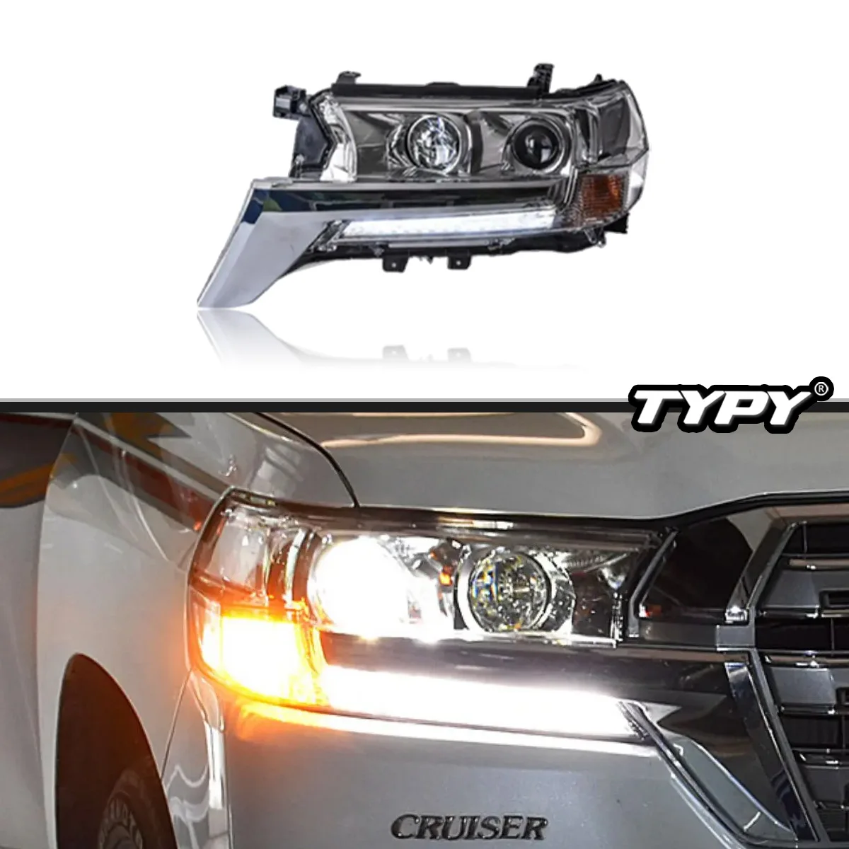 

TYPY новая светодиодная фара, обновленная, модифицированная для Toyoto Land Cruiser 2016-2020, фара с динамическим сигналом, автоаксессуары