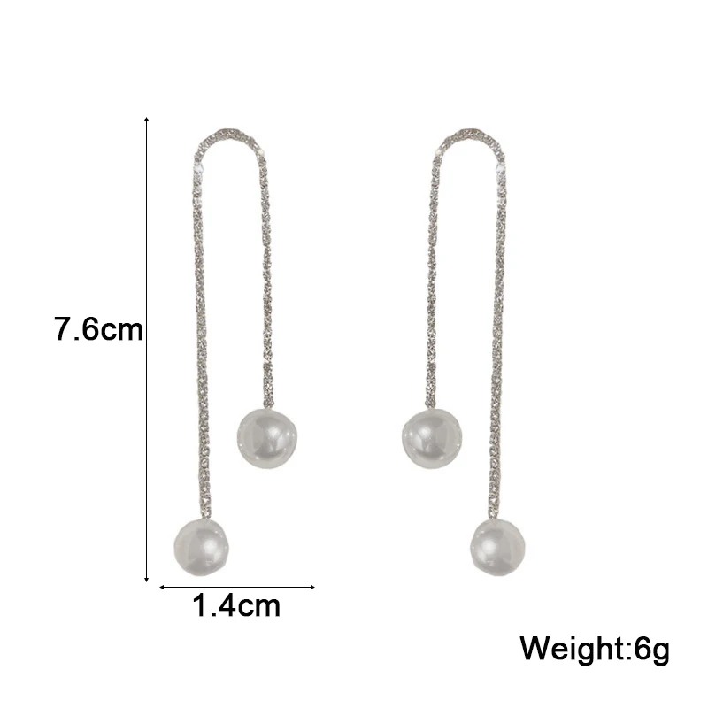 Trendy New Crystal Tassel Earrings for Women Elegant Imitation Pearl Irregular Short Long Hanging Earrings Ladies Party Jewelry