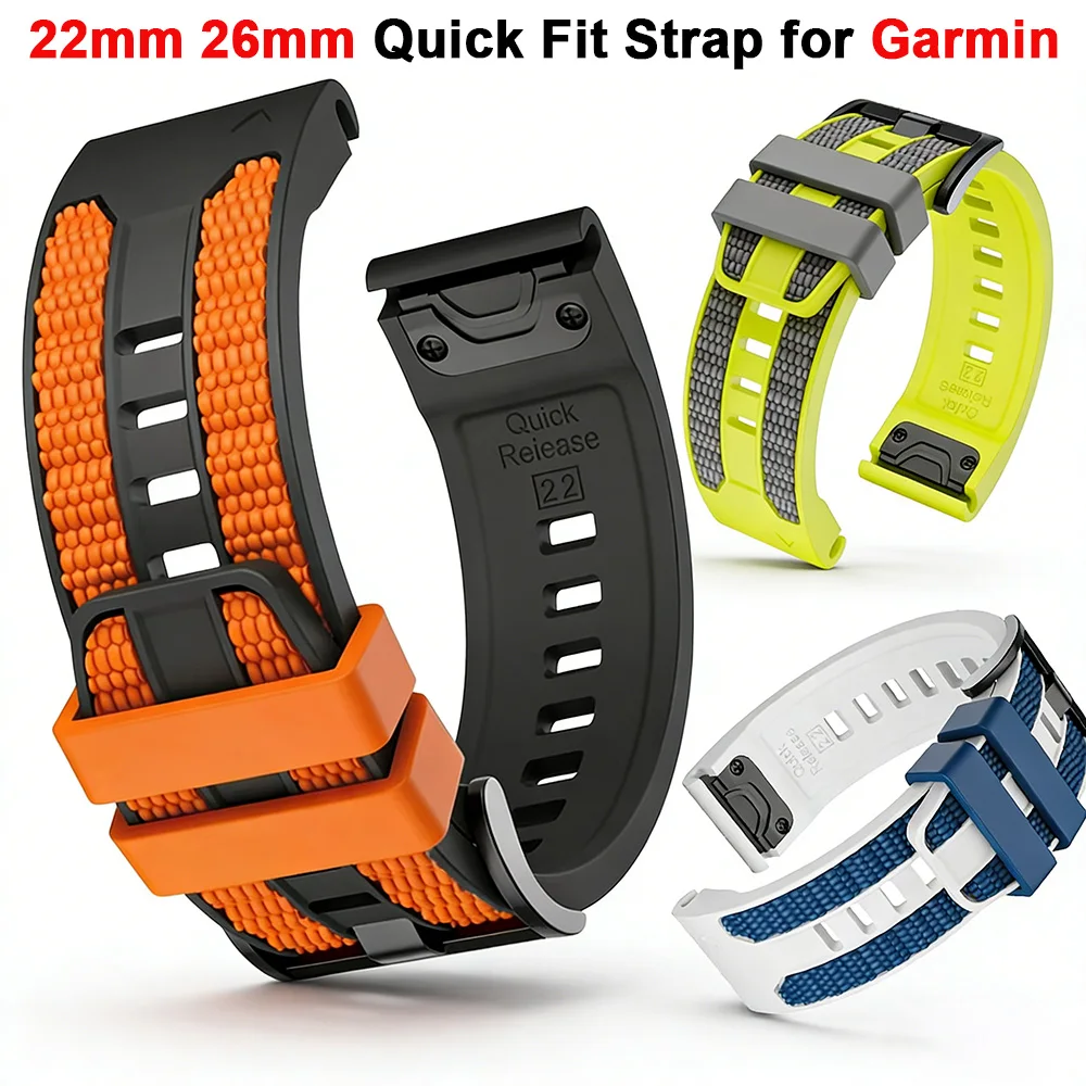 QuickFit 22mm 26mm zweifarbiges Silikonarmband für Garmin Fenix 8 Epix Pro Gen 2 47mm 51mm/Fenix 7X 6X 5X Plus Armband Uhrenarmband