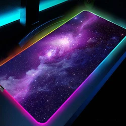 Grande escritório rgb led llluminação mouse pad tapete gamer espaço universo gaming mousepad teclado computação anime esteira de mesa para csgo