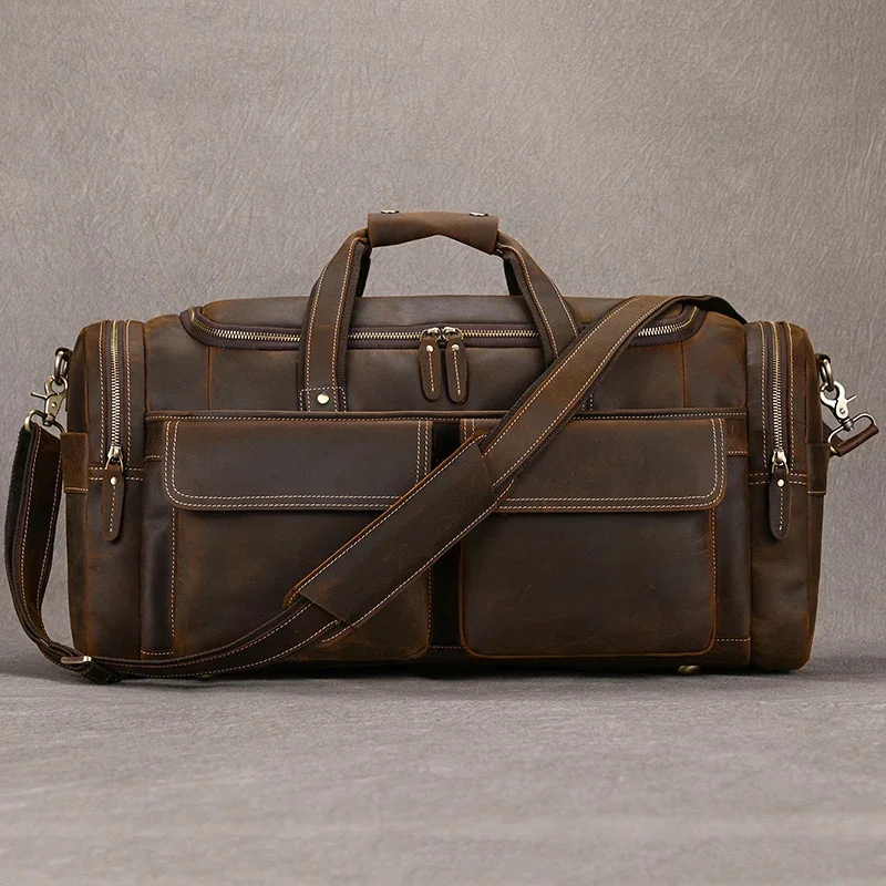 

New Design Genuine Leather Travel Bag Crazy Horse Duffle of Male Man's Travelling Luggage travel business bag