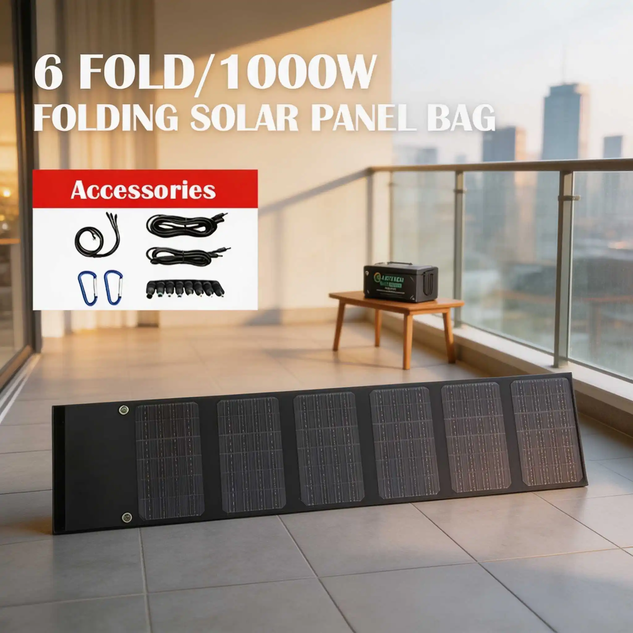 1000W Faltbares Solarpanel mit 600W Dual-USB- & DC-Ausgang – Tragbares Schnellladegerät für Zuhause, Telefone und Netzunabhängiges Camping-Stromversorgung