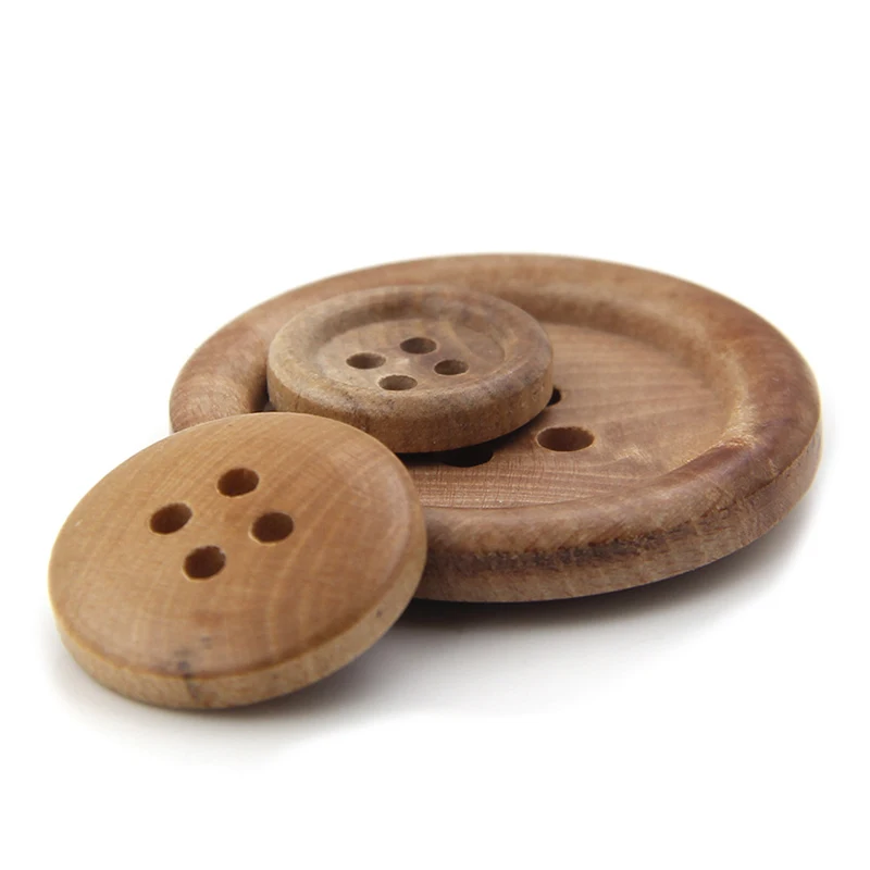 10Pcs/Set 4 Holes Natural Round Wooden Buttons for Costume Sweater Sewing Vintage Decorations DIY Accessories Flatback Button