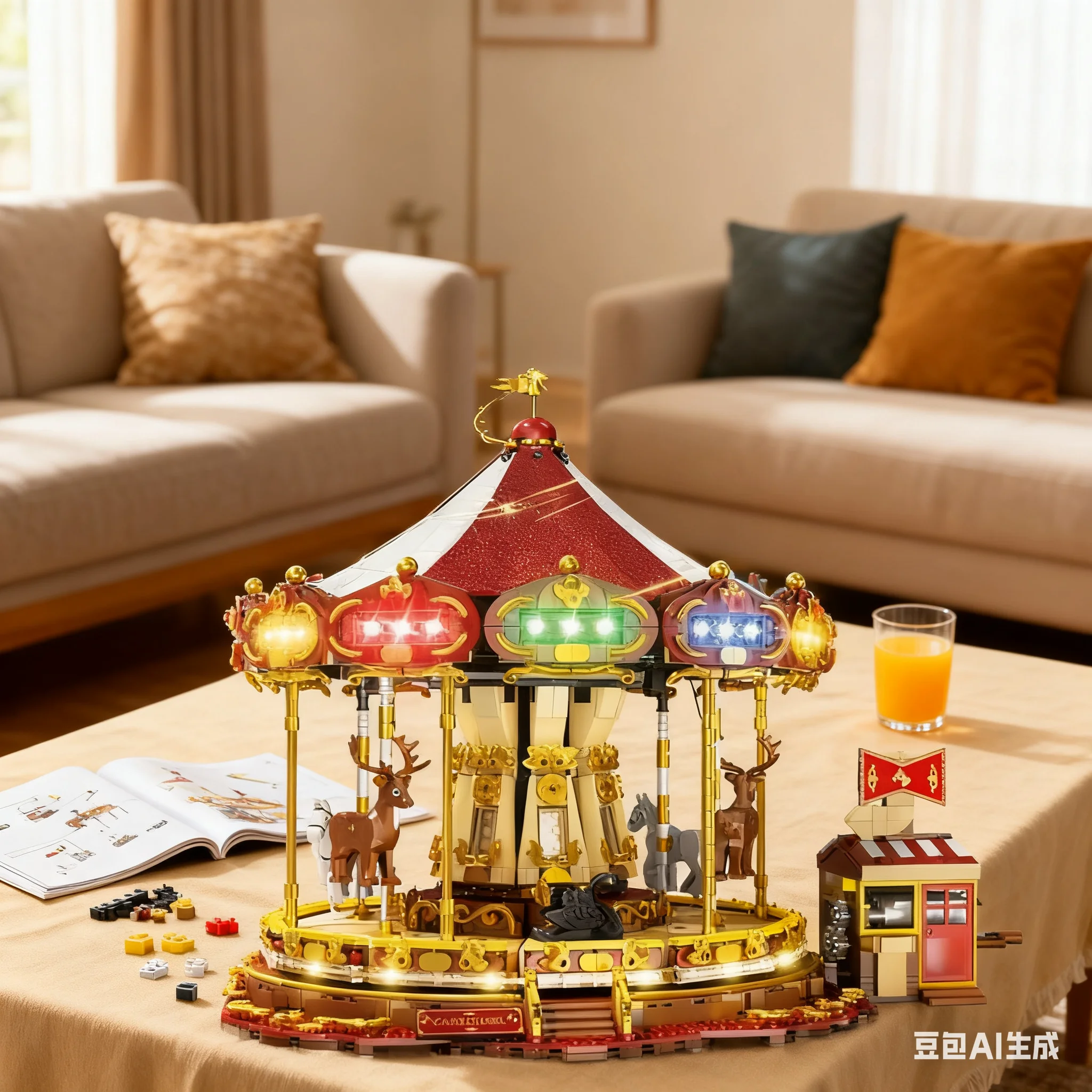 

Electric Carousel Amusement Model Building Blocks Toy with Lights Dreamy City Park Playground Bricks Toys for Kids Girls Gifts