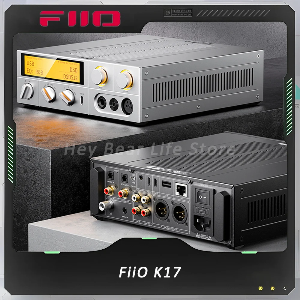 FiiO K17 DSD Decoding Desktop all-in-one Headphones Power Amplifier HIFI Hi-Res Decoder AK4191+AK4499EX*2 DAC Chips Customized