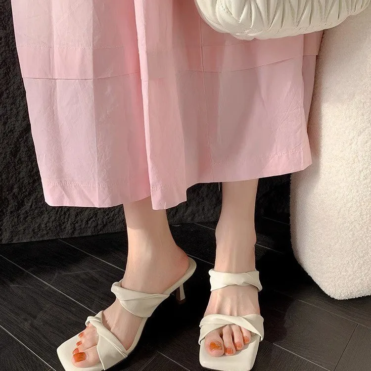 

Новинка 2023 года, летние модные прозрачные странные женские тапочки на высоком каблуке, туфли с открытым носком, женские повседневные вечерние платья, шлепанцы