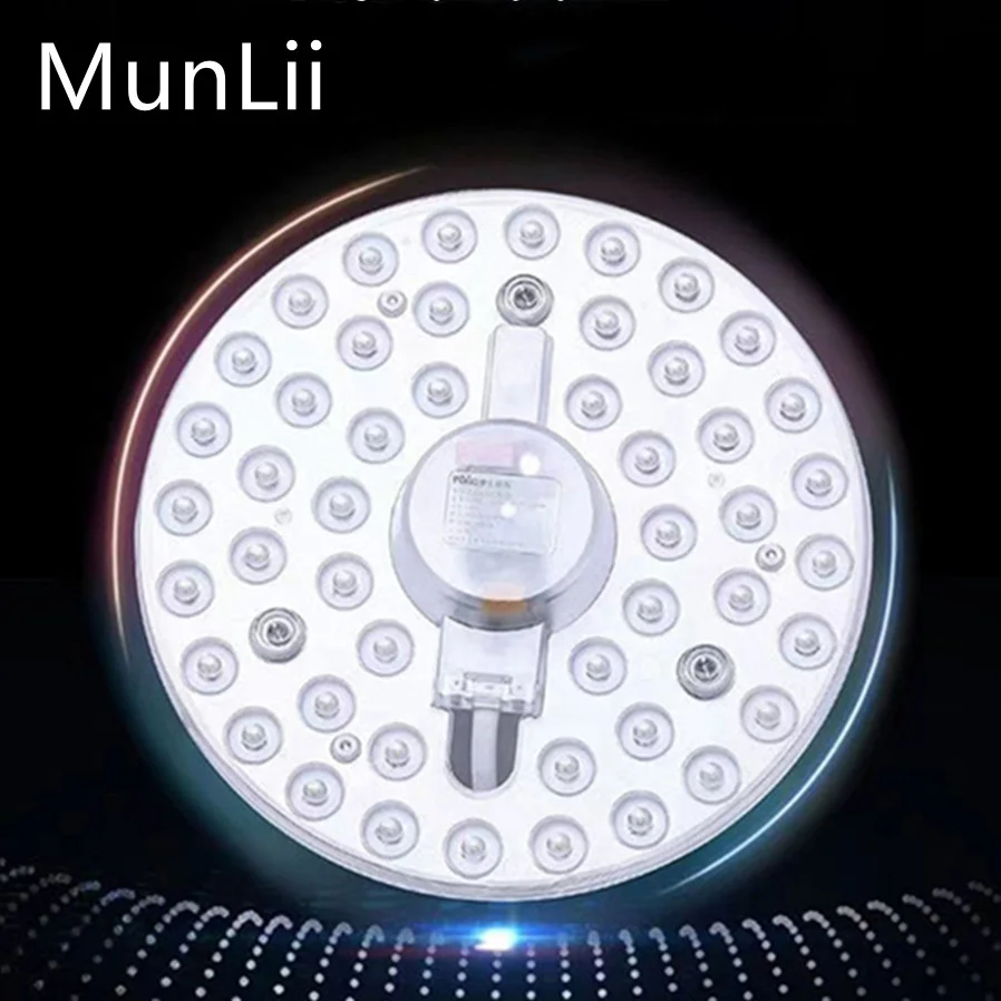 MunLii AC220V-240V LED Ring PANEL Circle Light Tricolor dimming 36W 24W 18W 12W Cold white Round Ceiling board the circular lamp