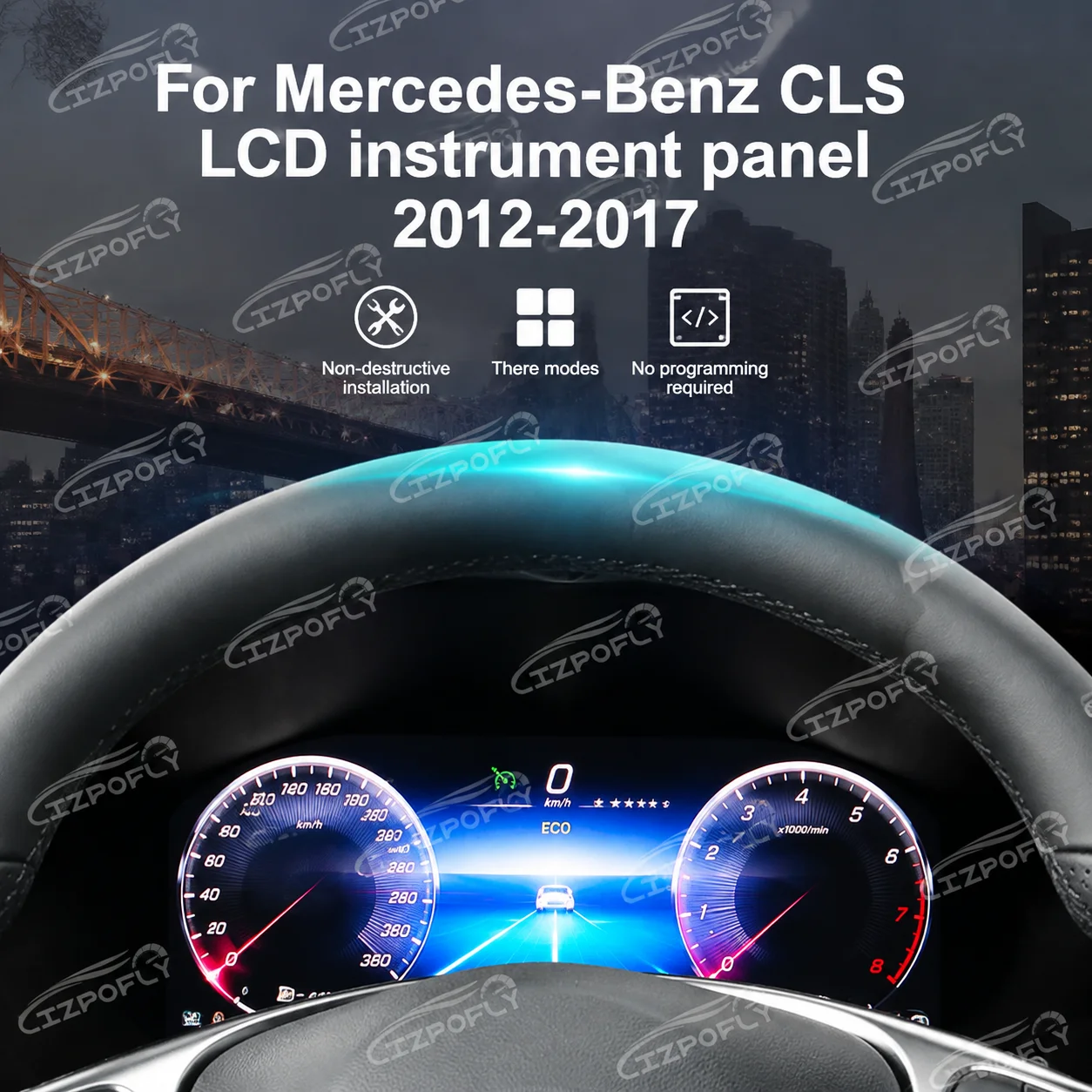 Lizpofly  LCD Digital Instrument Cluster For Mercedes-Benz CLS C218 W219 C257 2012-2017 Car Dashboard Speedometer Odometer