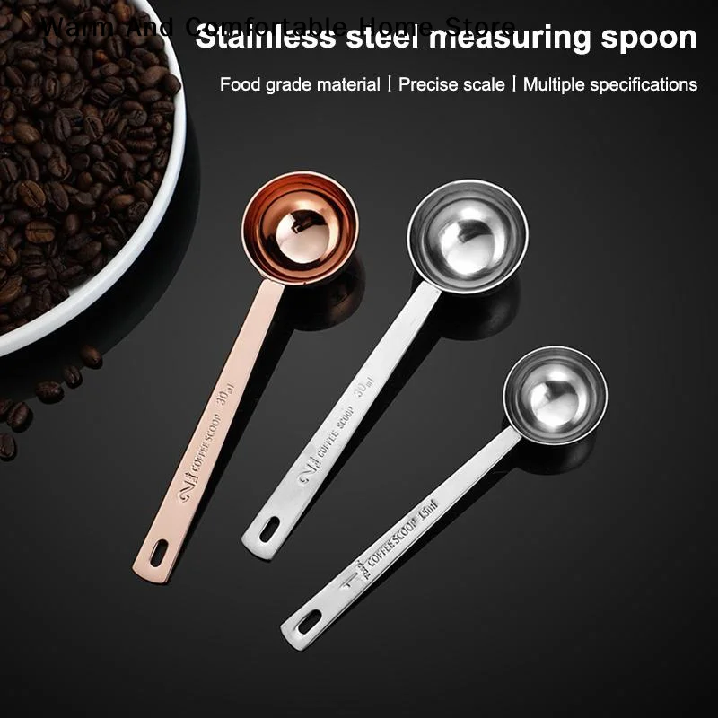【W】Fashion High Quality Durable Coffee Scoop Powder Spoon Thicken Stainless Steel Tablespoon Measuring Spoon 15/30ML New