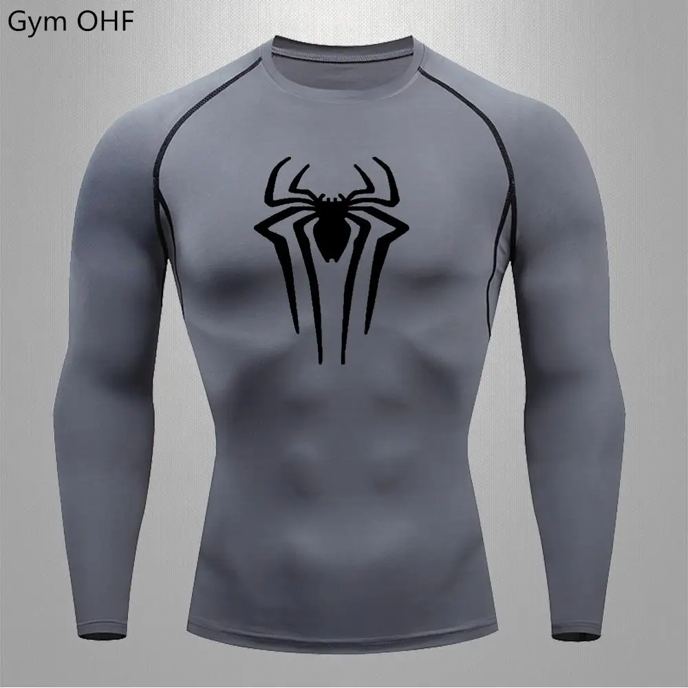Spider Men Running T Shirt Long Sleeve Quick Dry Shirt Training Yoga Tights Compression T-Shirt Gym Top Jogging Sweatshirt Sport