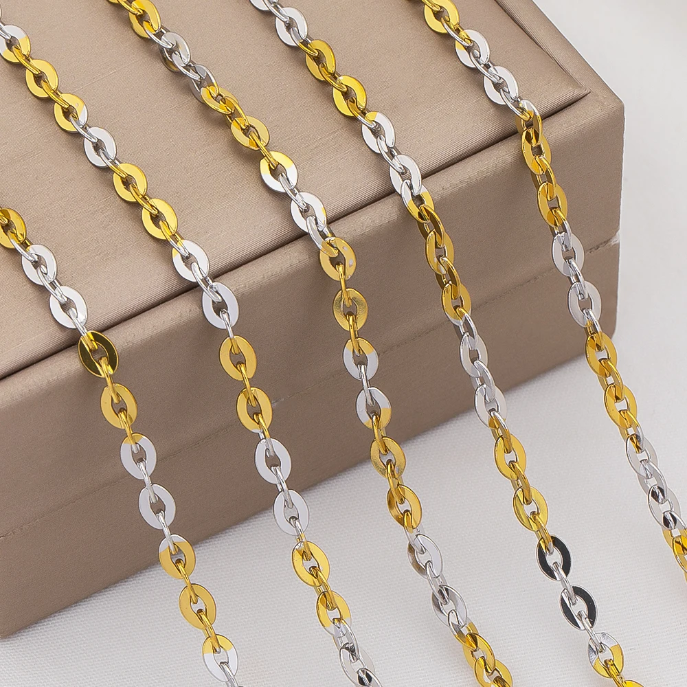 0.5M 1M Simple Stainless Steel Bracelet/Necklace Accessory With Round O-Link Chain In Gold And Steel Colors Handmade