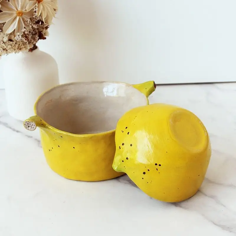 Tigela de arroz de desenho animado de banana, tigela de iogurte, prato de frutas, artesanal, talheres japoneses para crianças, tigela de sopa doméstica