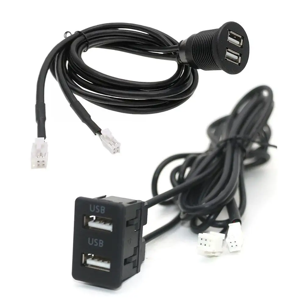Car Dash Dual-port USB Modification Cable 120cm Car Dash Flush Mount Two USB Port Panel Auto Boat GPS 4IN 6PIN Cable Adapter