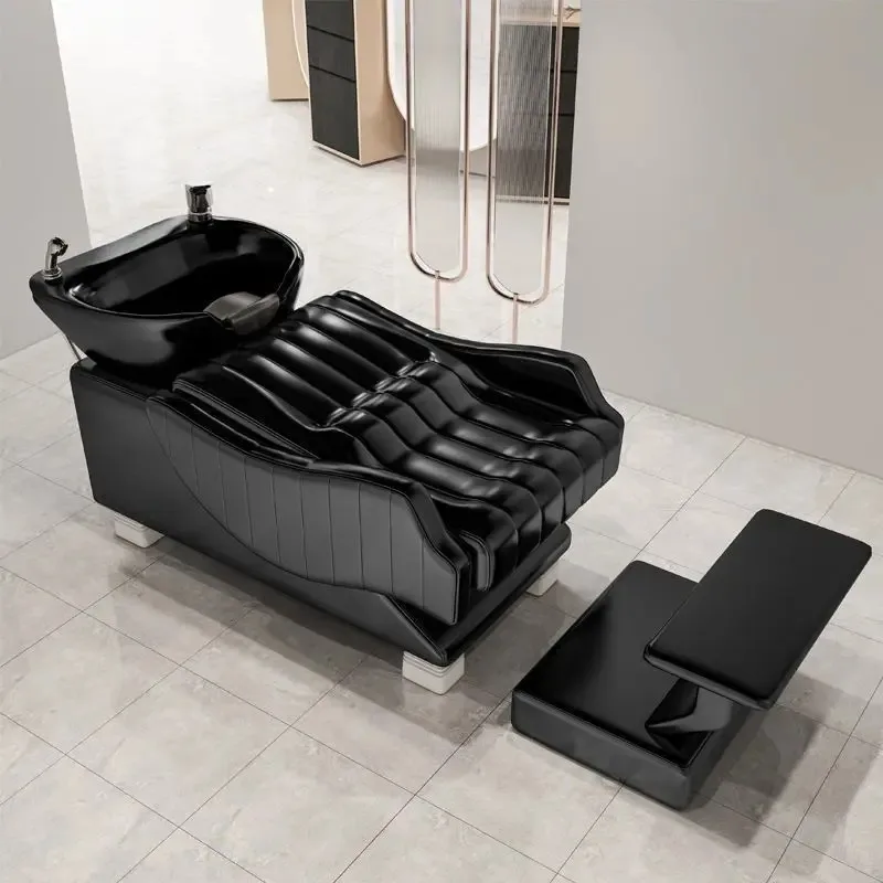I-28  Shampoo Bed Ceramic Basin High Foot Pedal Hotel Shampoo Chair Hair Salon Flush Chair Hair Salon Seat Shampoo Bed