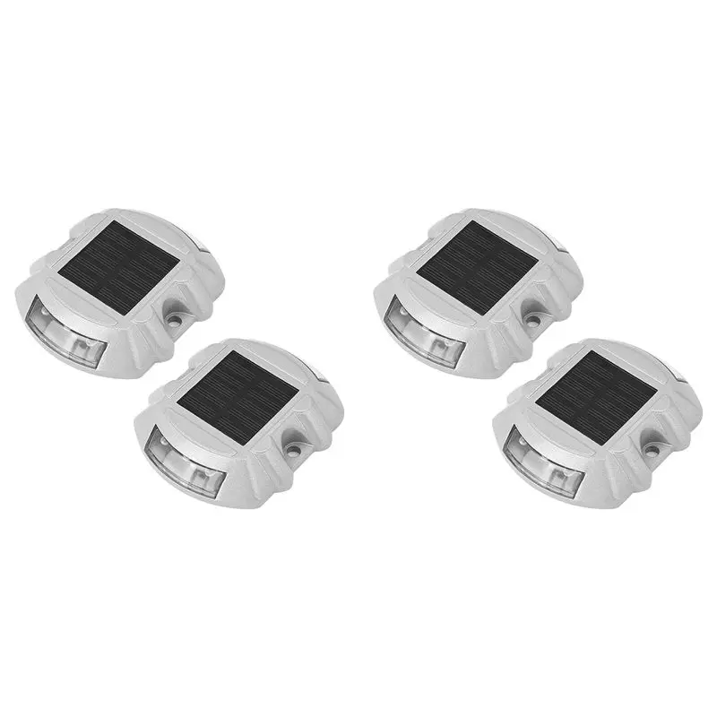

ABVT-Reusable Solar Road, 4Pcs 6 LED Stud Lights Ground Garden Lawn Path Deck Dock White Warning Lights(4Pcs)