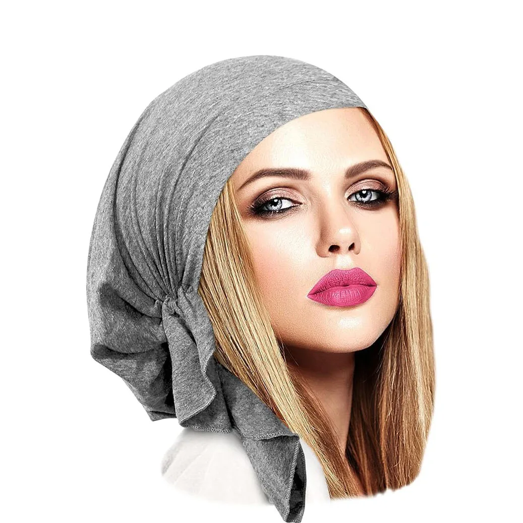 

2025 Fashion Woman Turban Hat Soft Elastic Modal Solid Color Inner Cap Lady Muslim Headdress Wrap Head Scarf Hijab Cap Turbante
