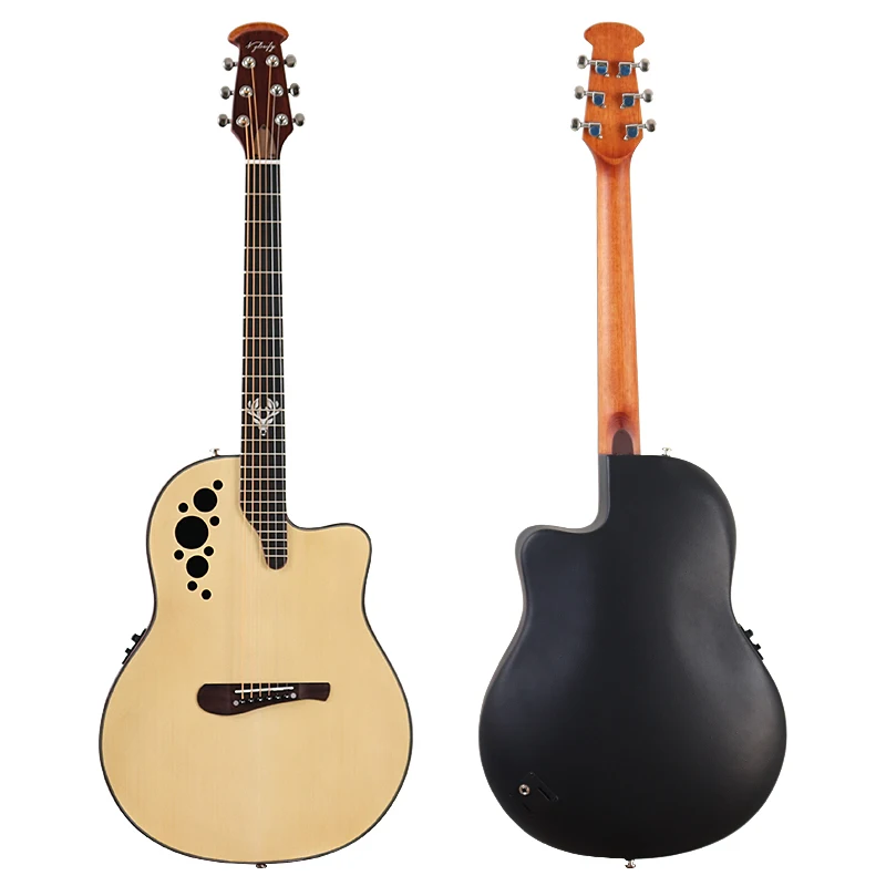 Electric Acoustic Guitar 6 Strings Round Back Ovation Model Brown 41 Inch Acoustic Guitar Cutaway Design Electric Folk Guitar