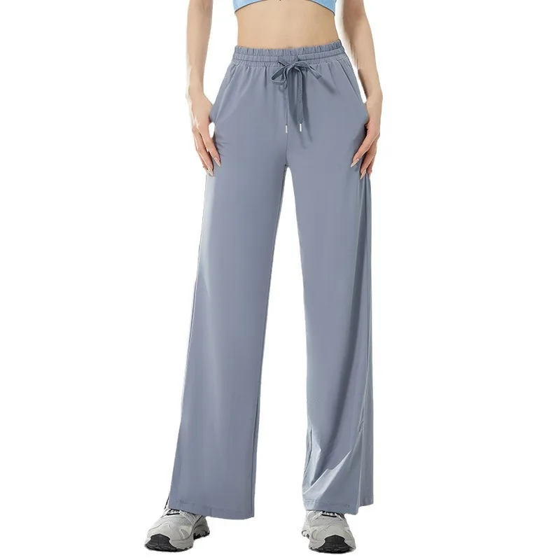 Women's Quick Dry UPF50+ Causal Drawstring High Waist Baggy Straight Wide Leg Sweatpants with Pockets