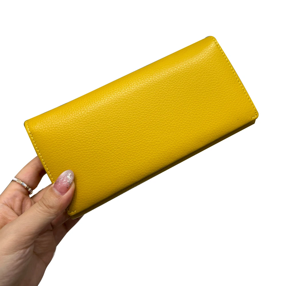 Carteira longa de cor sólida feminina nicho design moda simples grande capacidade saco luxo temperamento clássico multi camada carteira