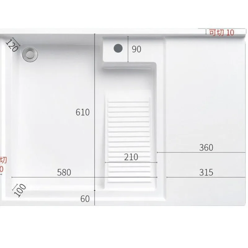 

Кварцевая раковина для балкона, интегрированная с тумбой для стиральной машины, столешница-раковина с функцией стирки
