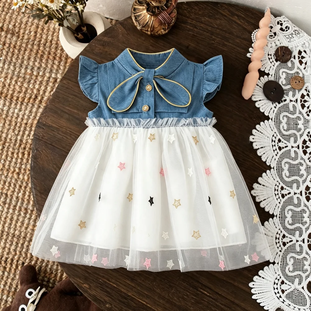 Baby Girl Dress Summer Mesh Star Princess Girl Dress Cute Beach Baby Dress Baby Girl Clothes ﻿