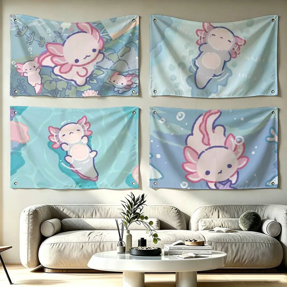 Cute axolotl Flags Wall Hanging Tapestry Outdoor Garage Room Decorative flag Background Blanket