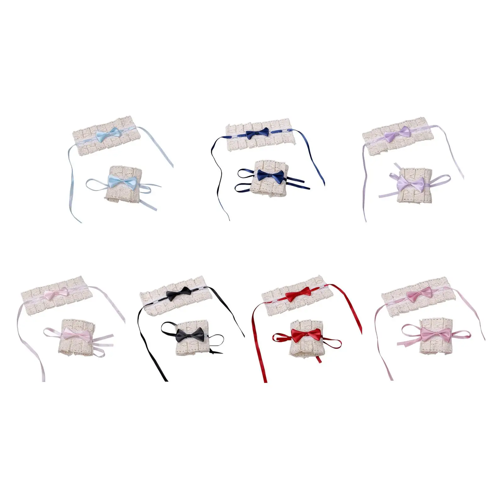 Polsini da polso Lolita Bracciale con finiture in pizzo increspato Bowknot Anime Cameriera Accessori cosplay per donne Ragazze Puntelli per feste Matrimonio