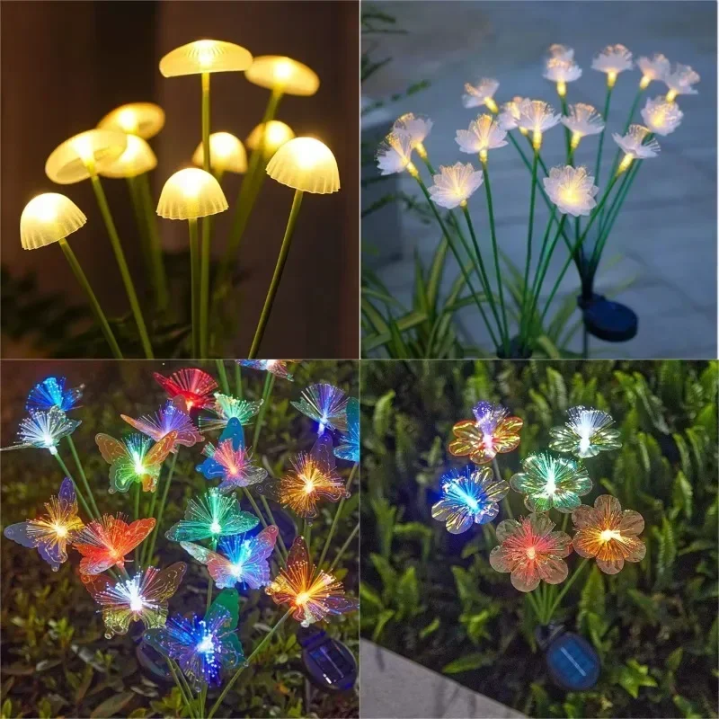 

2025 New Solar LED Garden Lights Outdoor Waterproof Mushroom Butterfly Flower Decor for Wedding Yard Patio Lawn Lamp