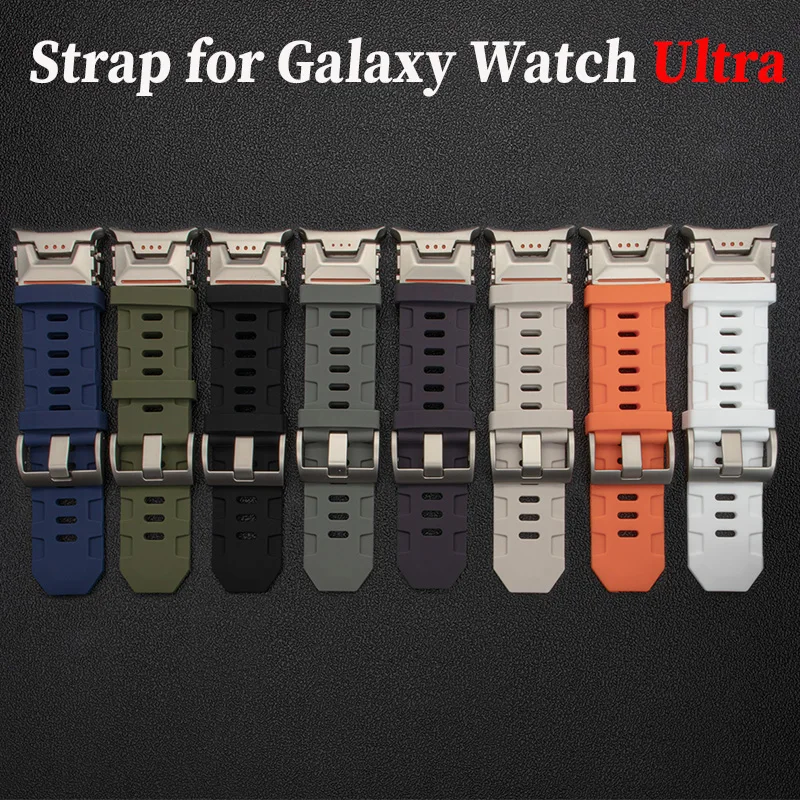 Gummi-Silikonarmband für Samsung Galaxy Watch Ultra 47mm Luxus Herren Sportband Galaxy Ultra 2025 Nahtloses Gebogenes Armband