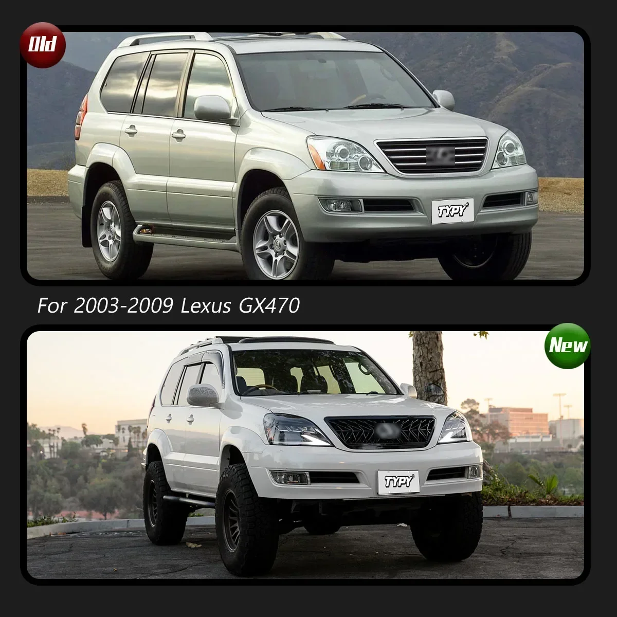 レクサスGX470用カーライト ヘッドライトLEDプロジェクターヘッドランプ デイタイムランニングライト 自動車アクセサリー 2003-2009