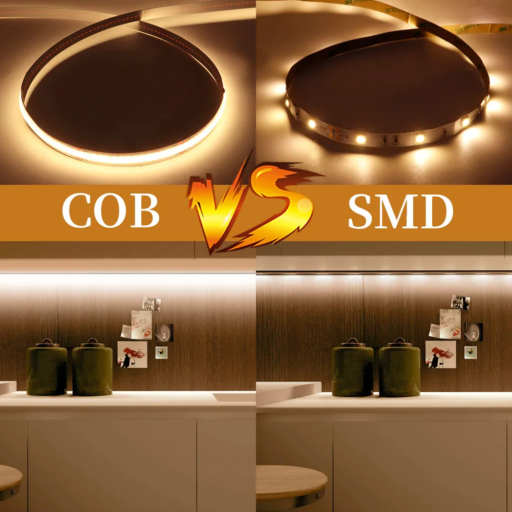 High Density COB Flexible LED Strip FCOB 480/528LEDs/m Led Lights Tape Warm/Nature/Cool White Linear Dimmable DC12V/24V