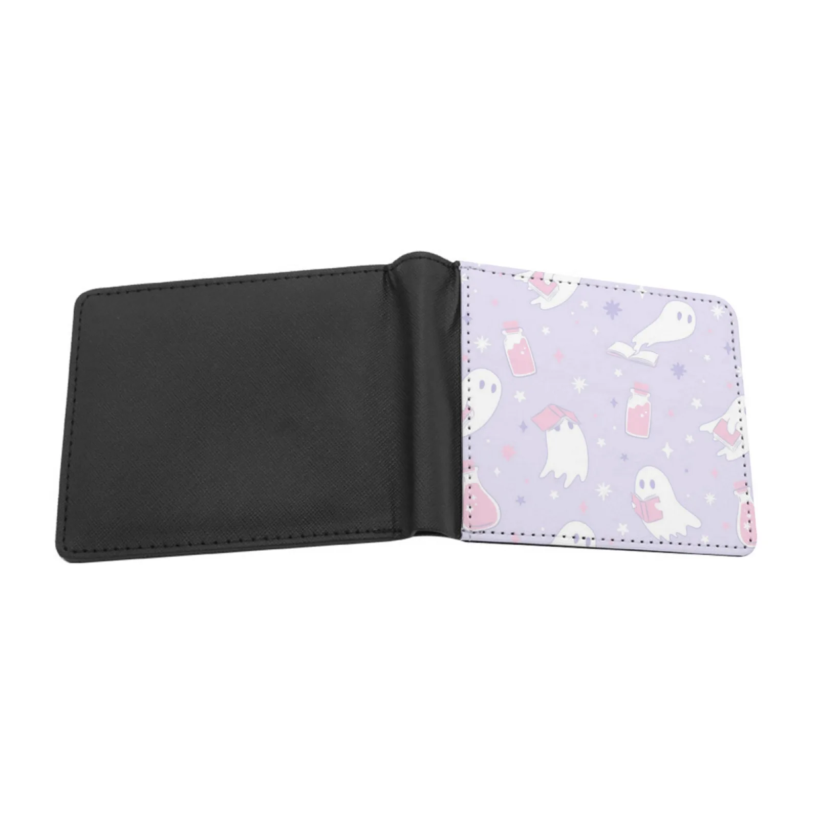 Lavender Ghosts Men Women Pu Leather Wallet Credit Card Holder Wallet Short Purse Book Reading Reader Bookish Bibliophile