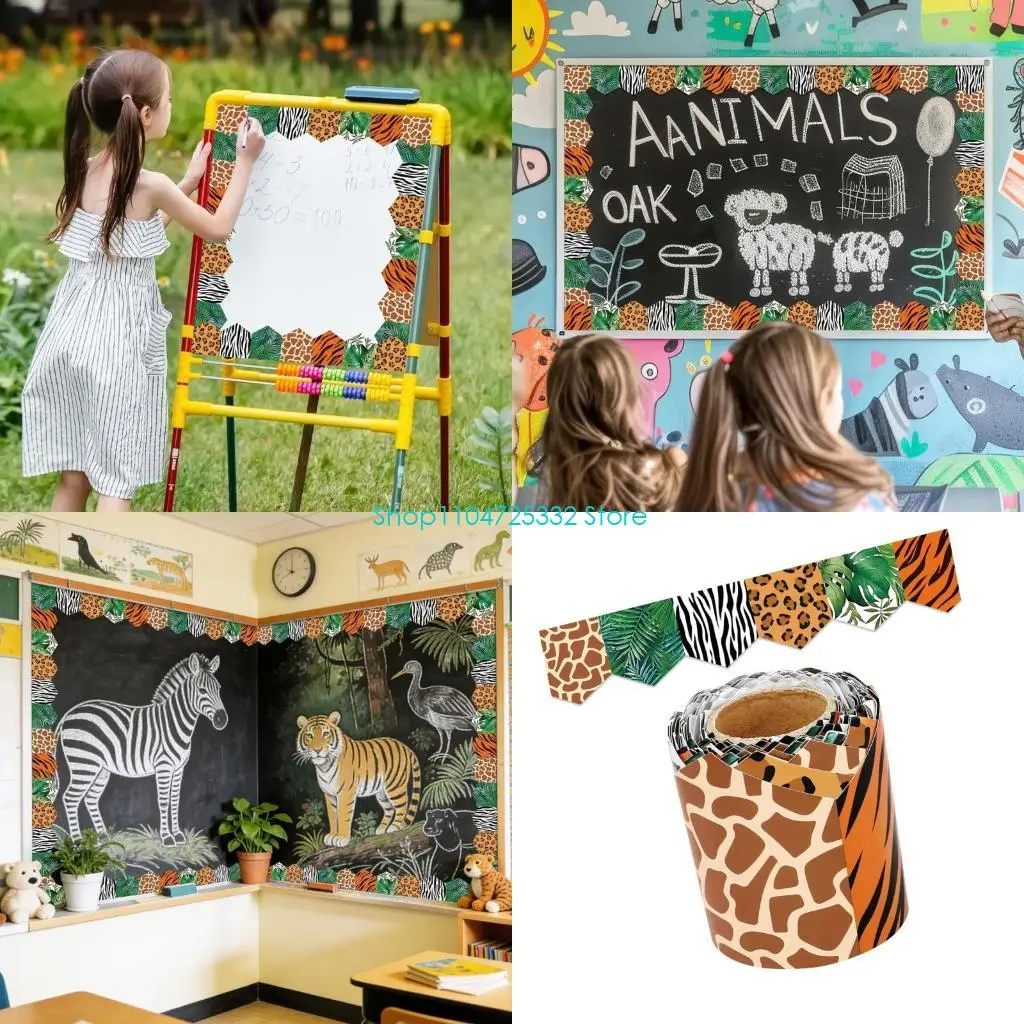 P5EA School Bulletin Board Border Decorations Wall Locker Decoration Colourful Brick Design Straight Chalkboard Border Trim