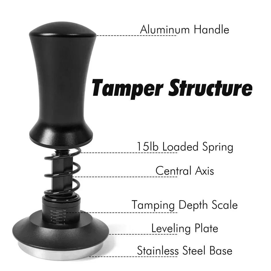 51mm 53mm 58mm Espresso Tamper Kaffee Tamper Kaffee Distributor Leveler Werkzeug Federbelastete Tamper 54mm Coffeeware Zubehör