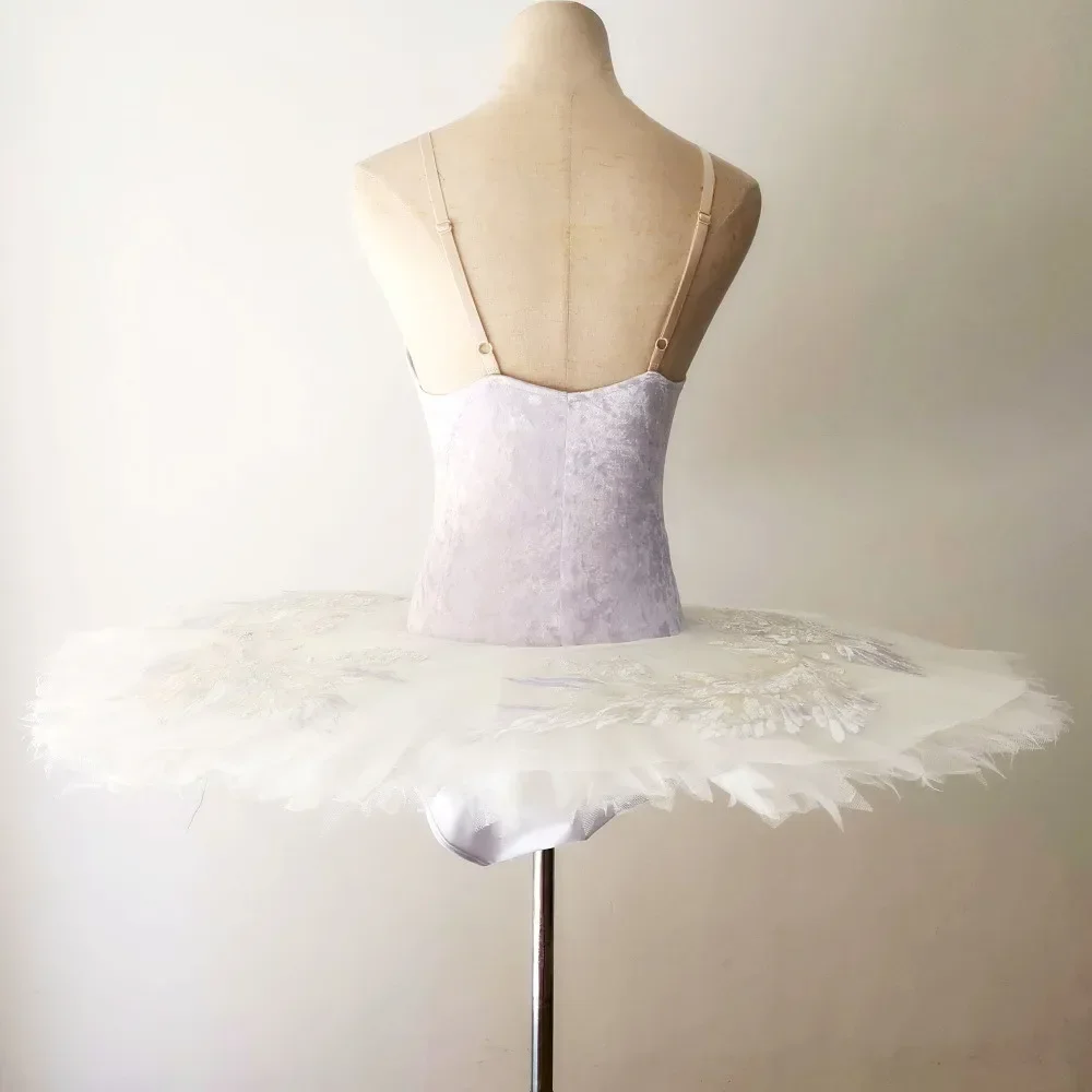 Jupe Tutu de Ballet en Velours Blanc pour Enfant et Adulte, Costumes Professionnels, Robe de Ballerine, Vêtements de brevdu Ventre